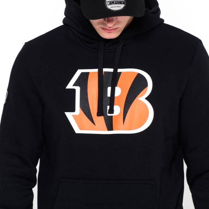 FFTN2795 New Era Cincinnati Bengals Team Logo Moletom Com Capuz Preto