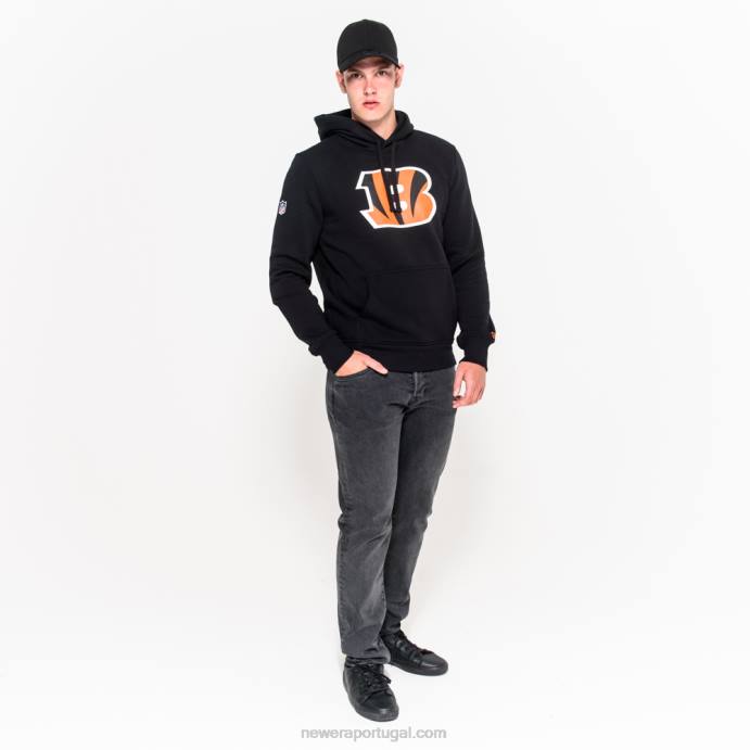FFTN2795 New Era Cincinnati Bengals Team Logo Moletom Com Capuz Preto