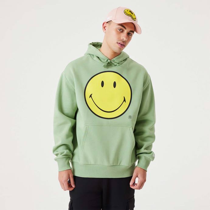 FFTN2801 New Era moletom com capuz verde médio smiley essentials