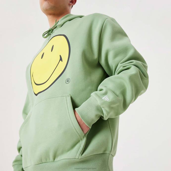 FFTN2801 New Era moletom com capuz verde médio smiley essentials