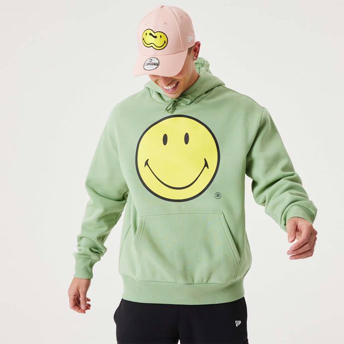 FFTN2801 New Era moletom com capuz verde médio smiley essentials