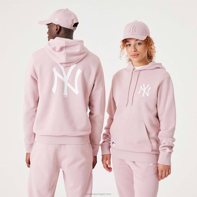 FFTN2805 New Era moletom com capuz rosa pastel new york yankees mlb league essencial