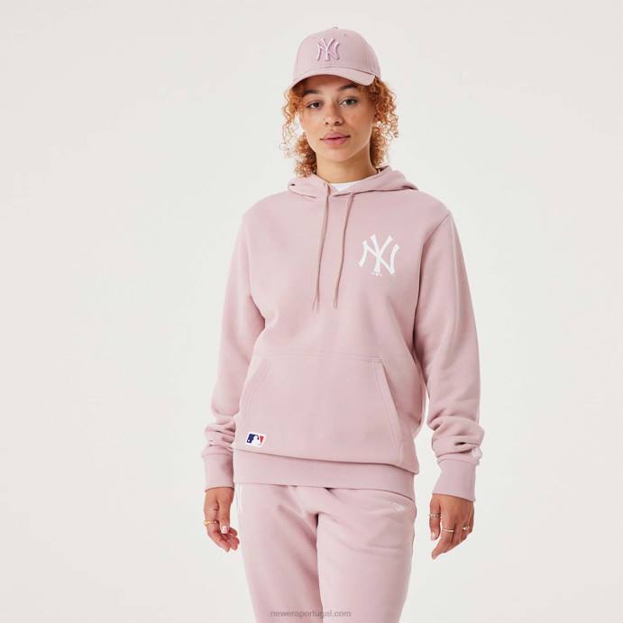 FFTN2805 New Era moletom com capuz rosa pastel new york yankees mlb league essencial