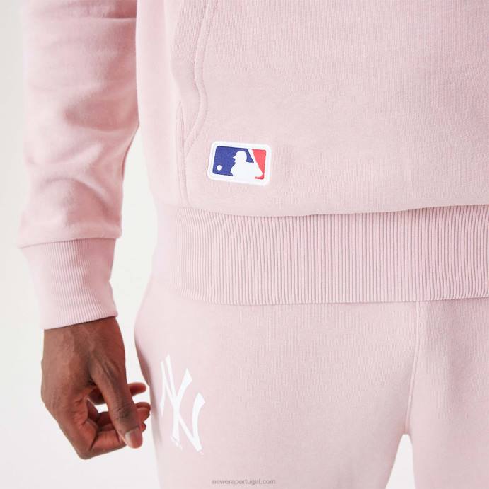 FFTN2805 New Era moletom com capuz rosa pastel new york yankees mlb league essencial