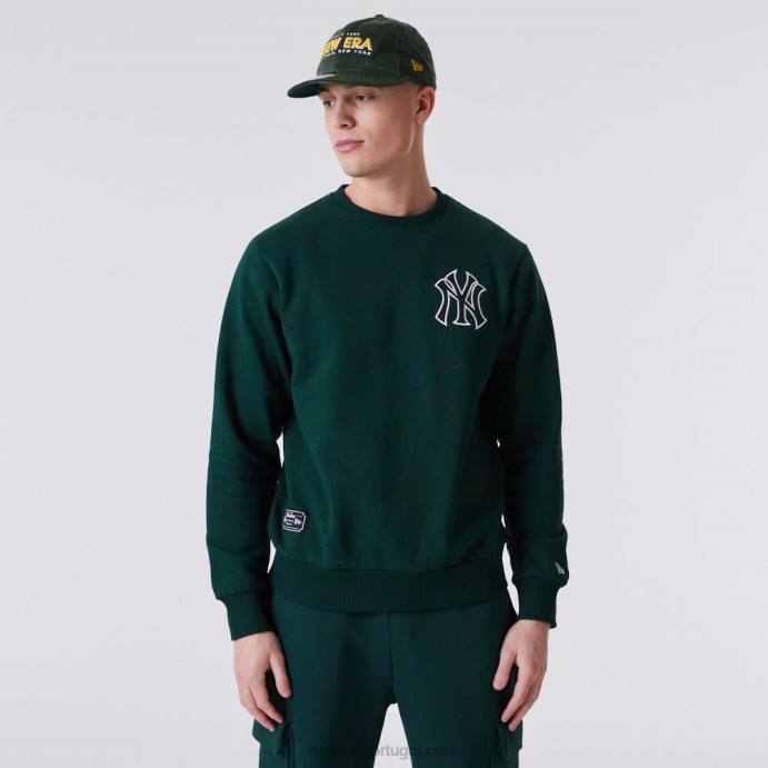 FFTN2806 New Era moletom gola redonda verde escuro New York Yankees Heritage