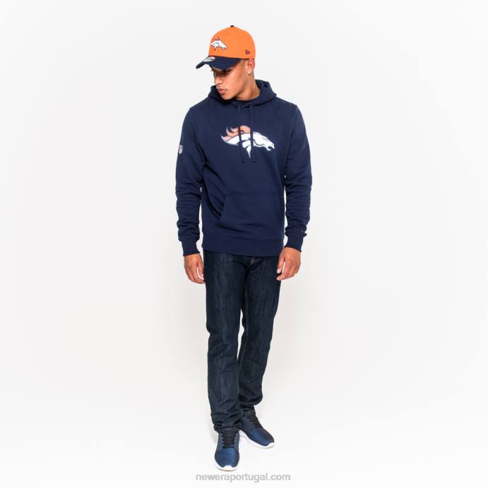 FFTN2809 New Era moletom azul marinho com logo do time denver broncos