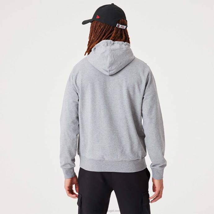 FFTN2812 New Era moletom com capuz cinza médio chicago bulls nba drip logo