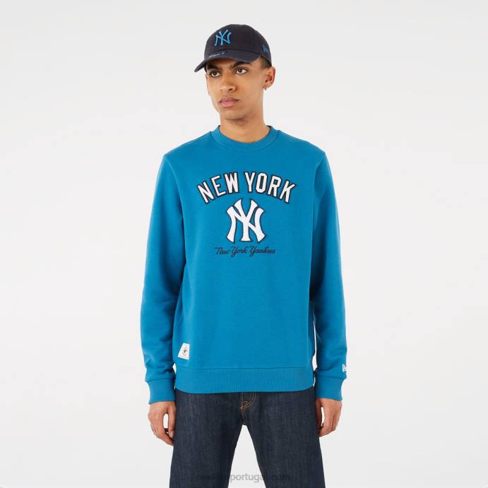 FFTN2815 New Era moletom gola redonda azul New York Yankees Heritage