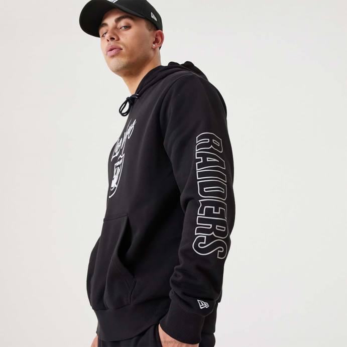 FFTN2826 New Era moletom com capuz preto las vegas raiders nfl script