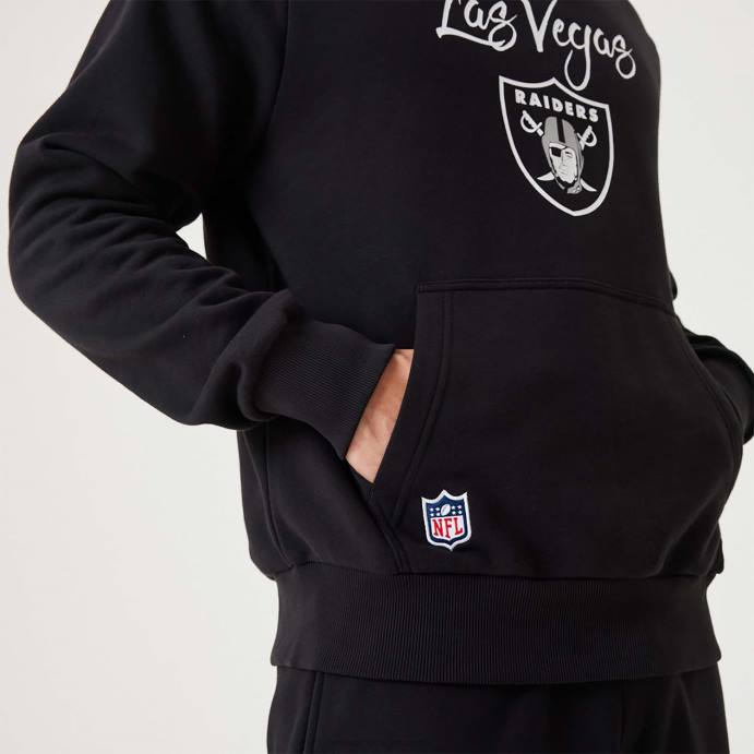 FFTN2826 New Era moletom com capuz preto las vegas raiders nfl script