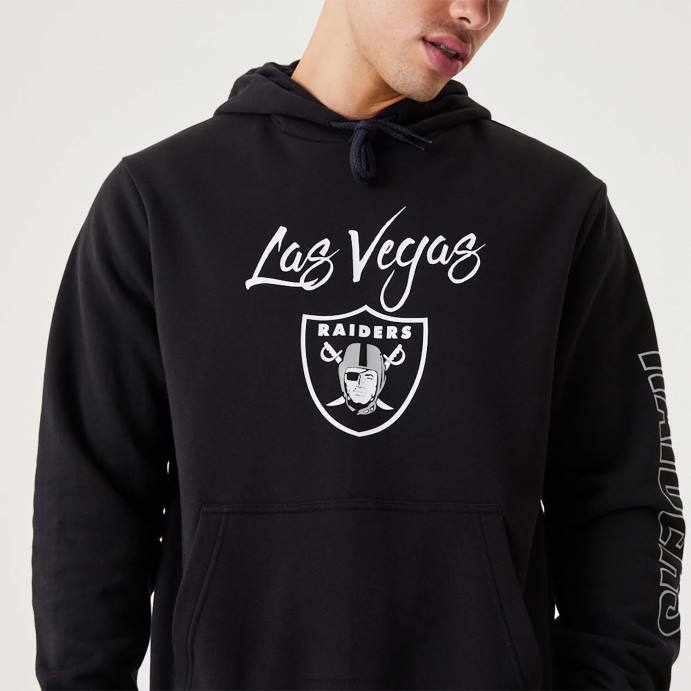 FFTN2826 New Era moletom com capuz preto las vegas raiders nfl script