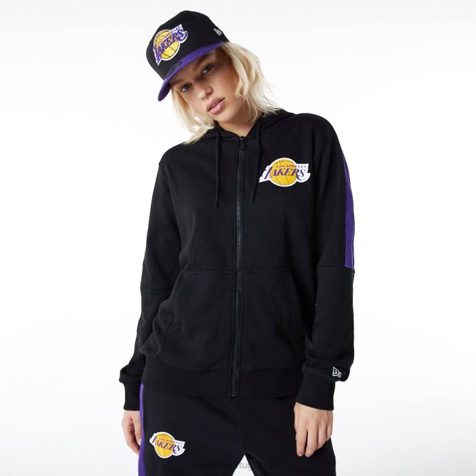 FFTN2827 New Era la lakers moletom preto com detalhe de zíper