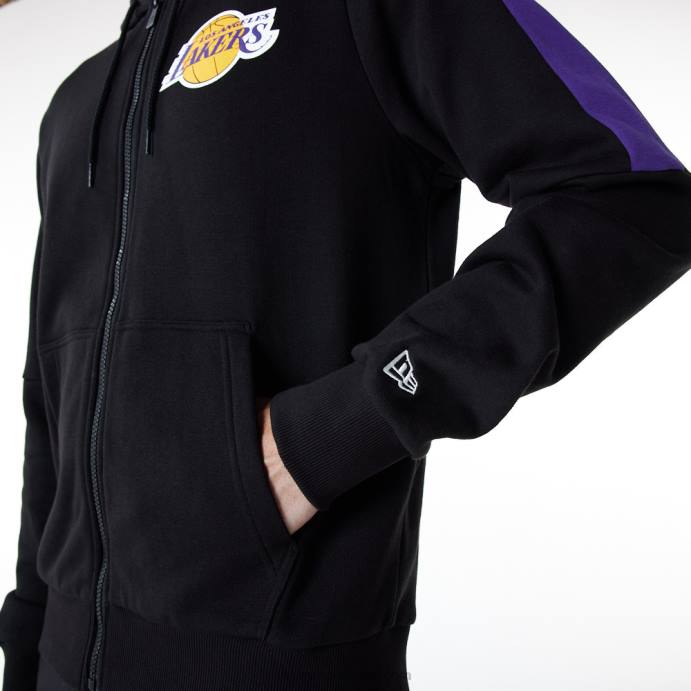 FFTN2827 New Era la lakers moletom preto com detalhe de zíper