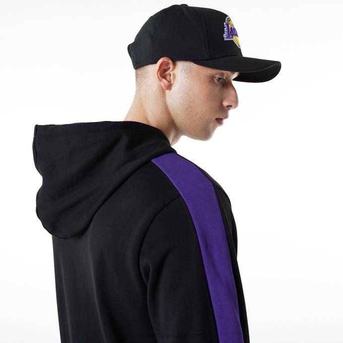 FFTN2827 New Era la lakers moletom preto com detalhe de zíper