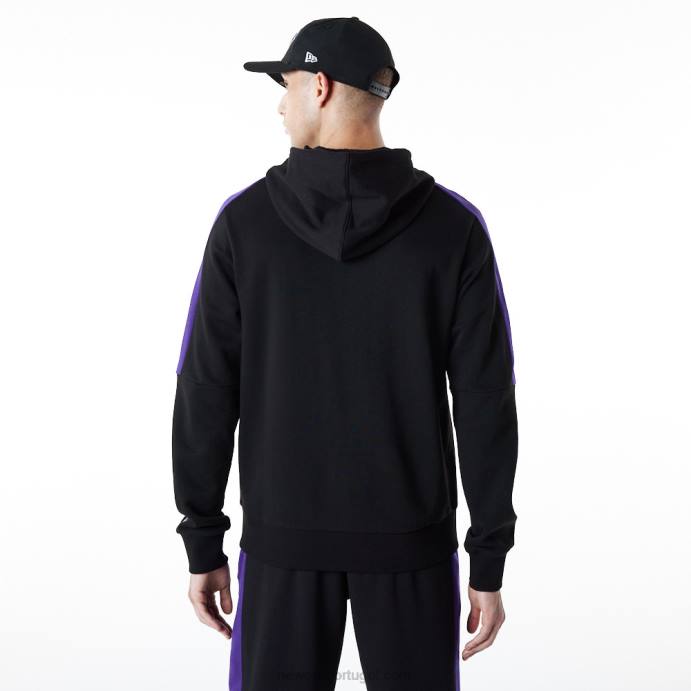 FFTN2827 New Era la lakers moletom preto com detalhe de zíper