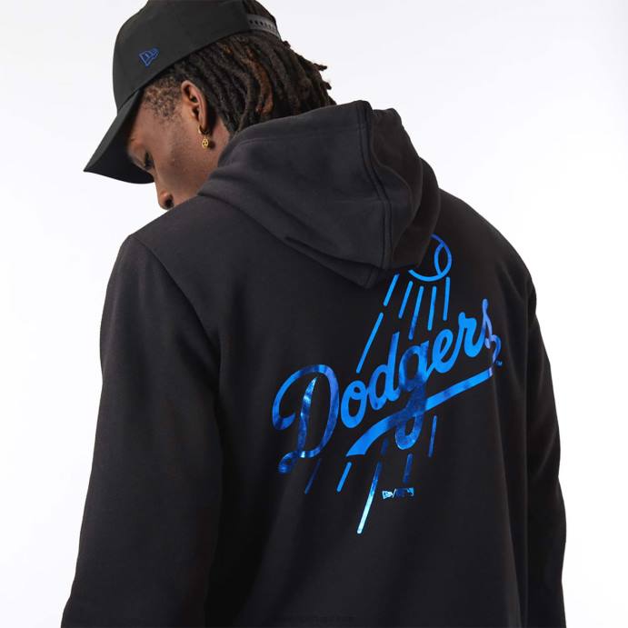 FFTN2828 New Era moletom preto la dodgers mlb foil