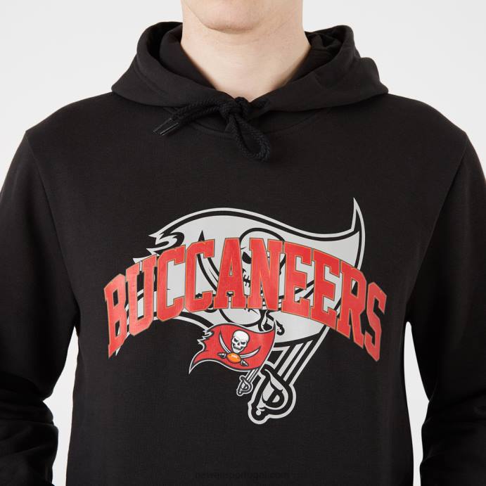 FFTN2829 New Era Tampa Bay Buccaneers Moletom Com Capuz Preto Logo Da Equipe Nfl