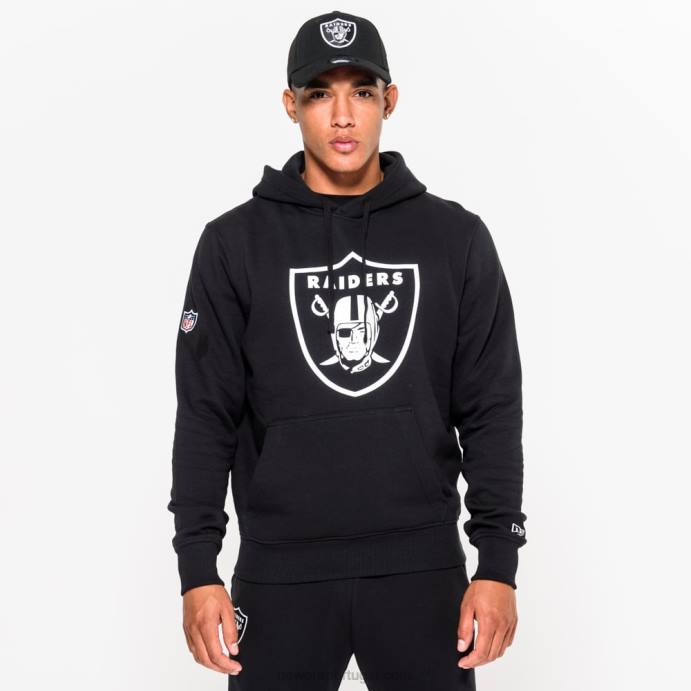FFTN2830 New Era las vegas raiders pulôver com logo da equipe preto com capuz