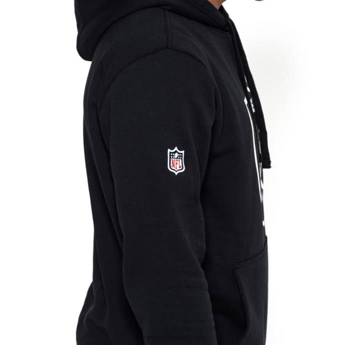 FFTN2830 New Era las vegas raiders pulôver com logo da equipe preto com capuz