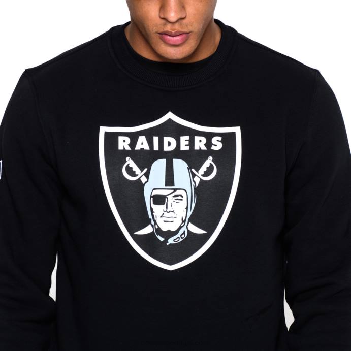 FFTN2831 New Era moletom gola redonda preta com logo da equipe las vegas raiders