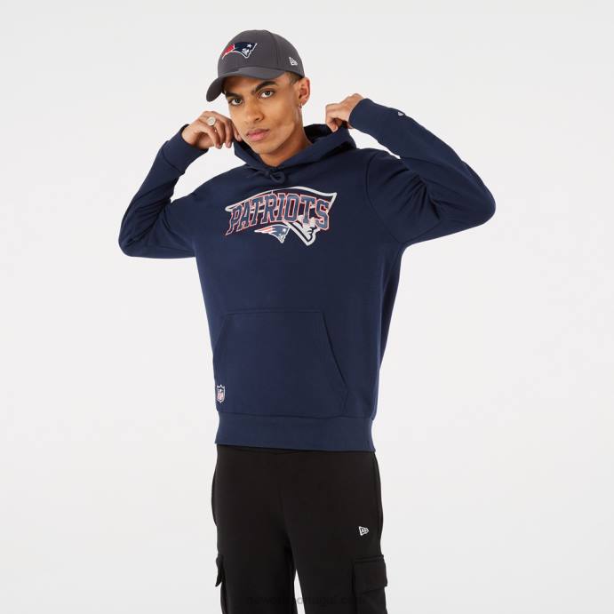 FFTN2836 New Era moletom com capuz azul com logo da equipe nfl do new england patriots