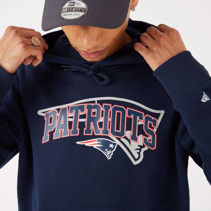 FFTN2836 New Era moletom com capuz azul com logo da equipe nfl do new england patriots