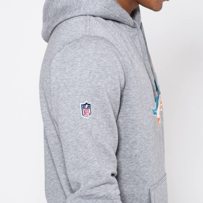 FFTN2838 New Era miami dolphins team moletom com capuz cinza