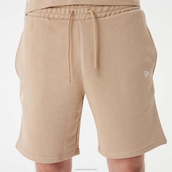 FFTN2625 New Era detroit tigers mlb shorts marrons com logo empilhado