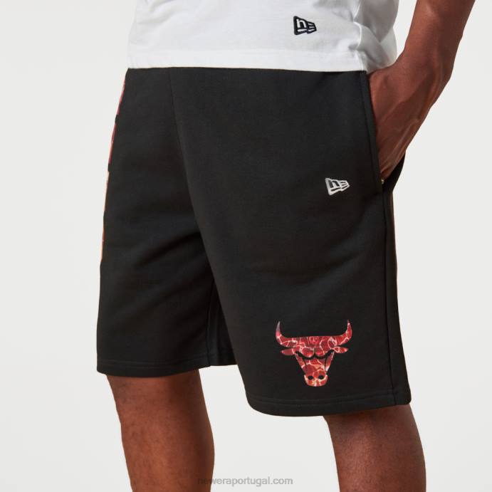 FFTN2626 New Era chicago bulls bermuda preta estampa água nba team