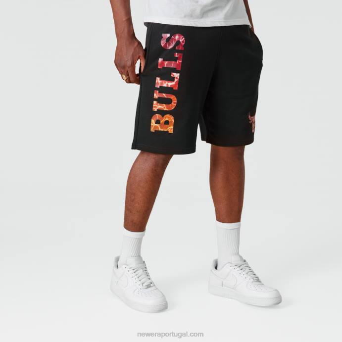 FFTN2626 New Era chicago bulls bermuda preta estampa água nba team