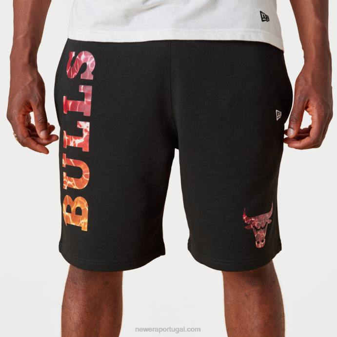 FFTN2626 New Era chicago bulls bermuda preta estampa água nba team