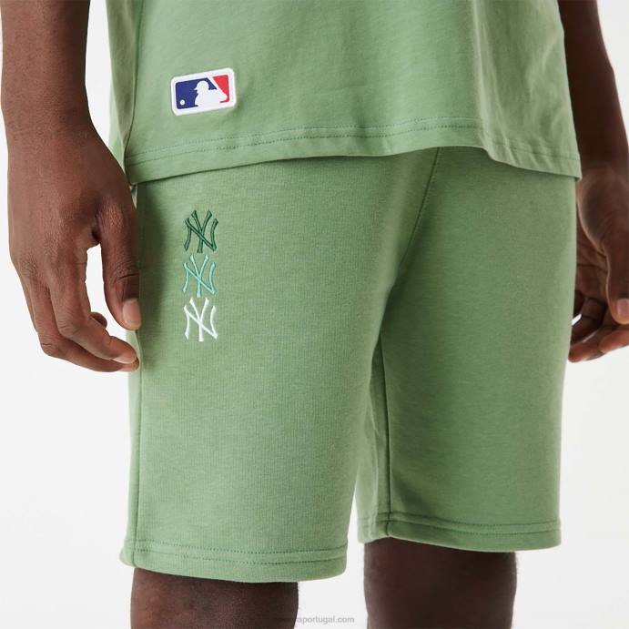 FFTN2627 New Era calção verde New York Yankees mlb com logo empilhado