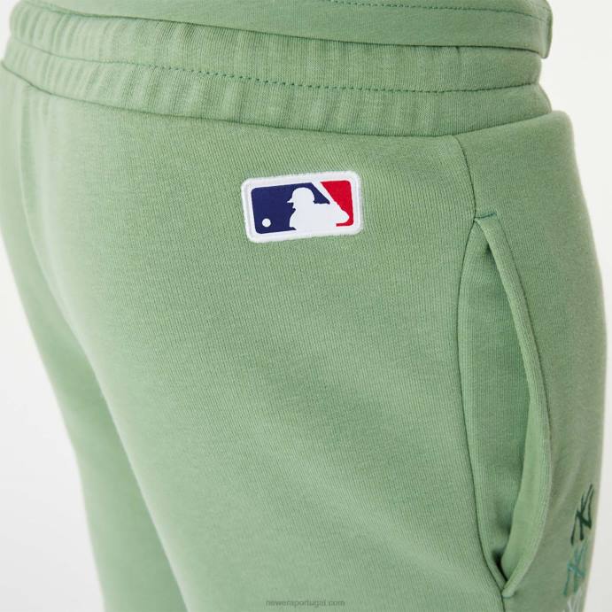 FFTN2627 New Era calção verde New York Yankees mlb com logo empilhado