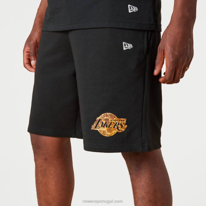 FFTN2628 New Era bermuda preta la lakers nba team com estampa de água