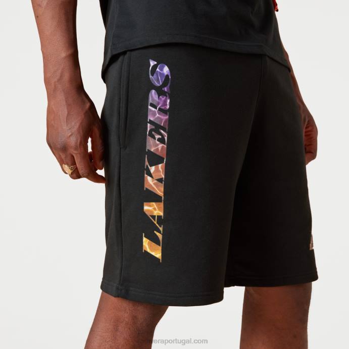 FFTN2628 New Era bermuda preta la lakers nba team com estampa de água