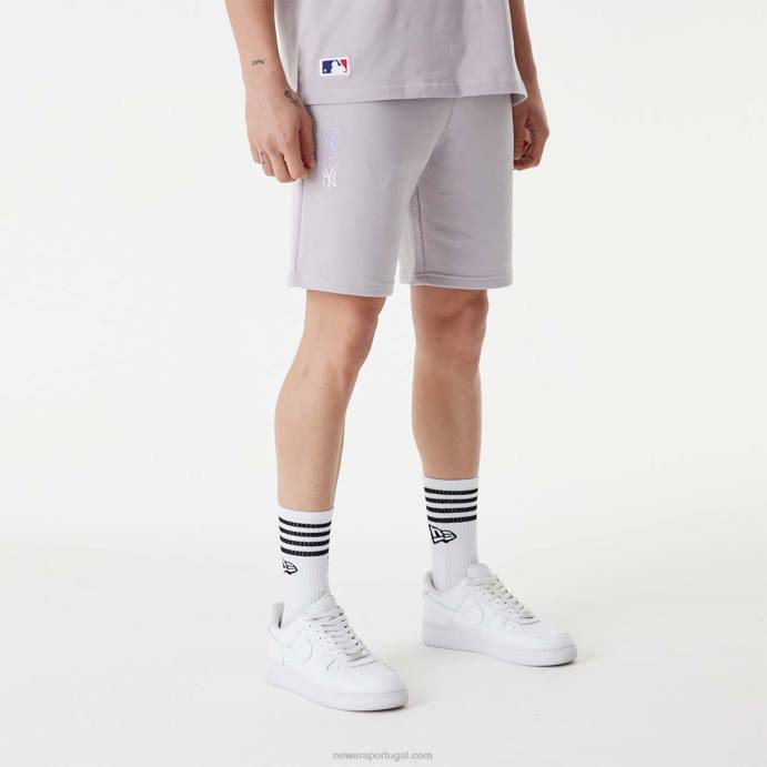 FFTN2631 New Era short roxo com logo empilhado new york yankees mlb