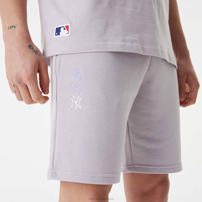 FFTN2631 New Era short roxo com logo empilhado new york yankees mlb