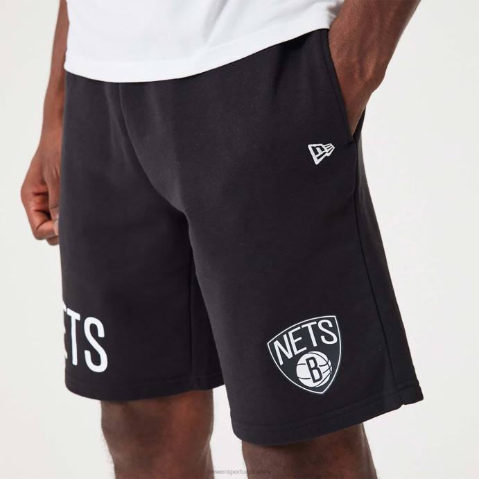 FFTN2633 New Era short oversized preto brooklyn nets nba wordmark