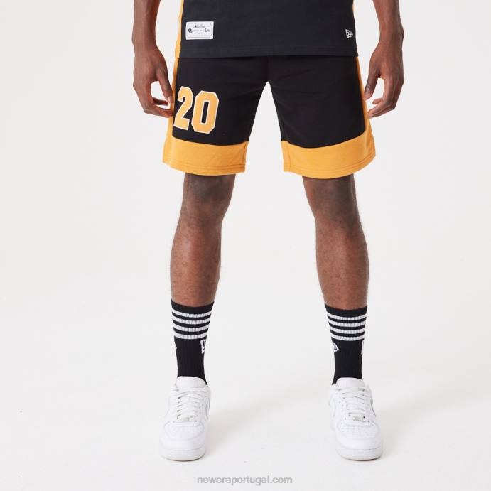 FFTN2639 New Era shorts oversized pretos contemporâneos