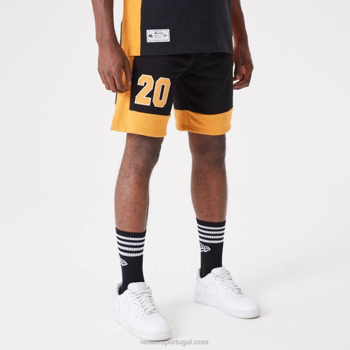 FFTN2639 New Era shorts oversized pretos contemporâneos