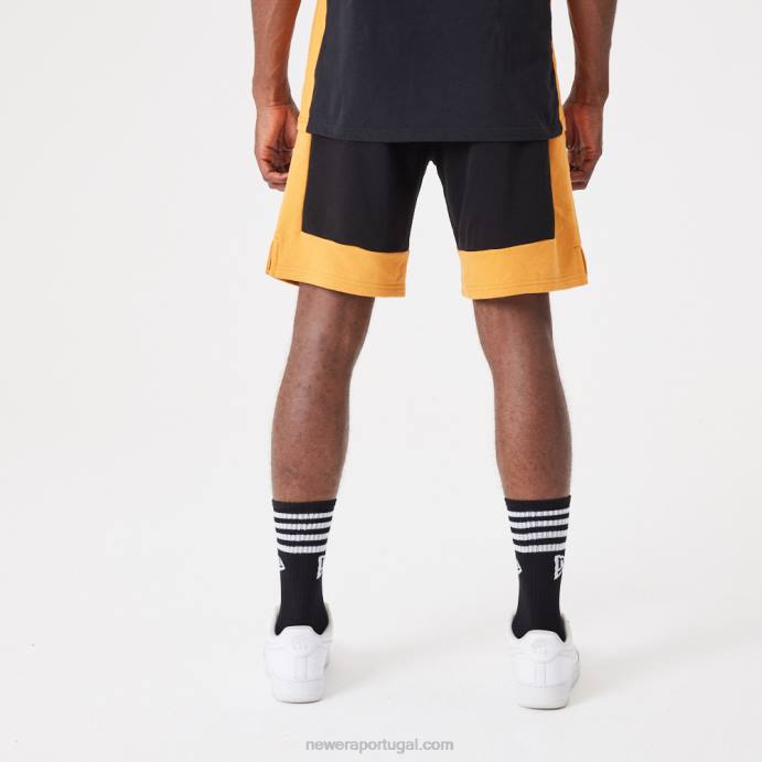 FFTN2639 New Era shorts oversized pretos contemporâneos