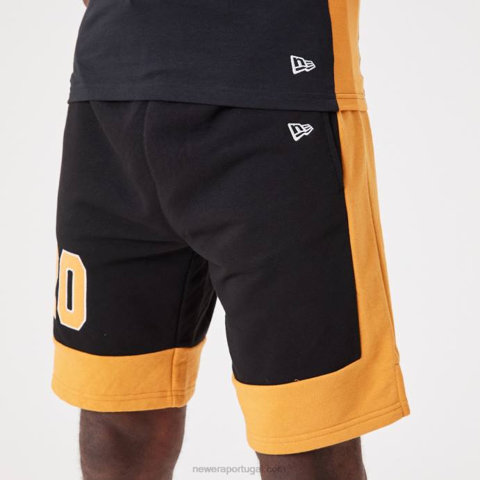 FFTN2639 New Era shorts oversized pretos contemporâneos