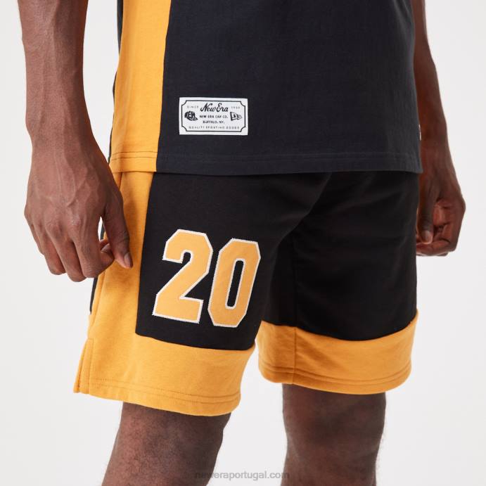 FFTN2639 New Era shorts oversized pretos contemporâneos