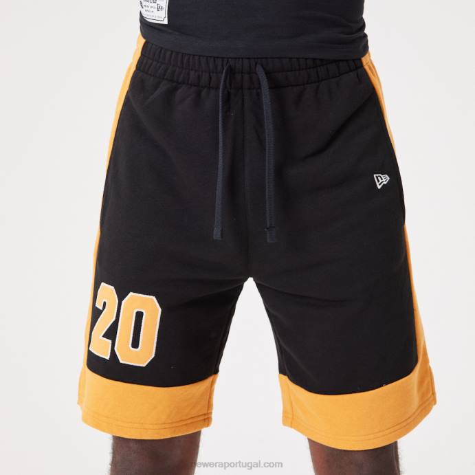 FFTN2639 New Era shorts oversized pretos contemporâneos