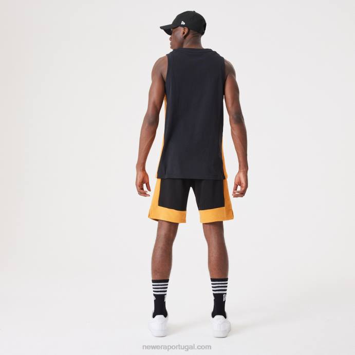 FFTN2639 New Era shorts oversized pretos contemporâneos