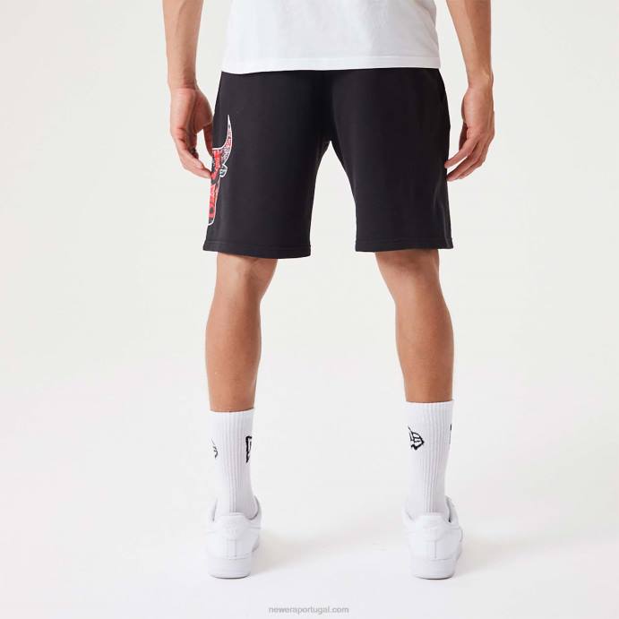 FFTN2640 New Era chicago bulls bermuda preta com logo da equipe da nba