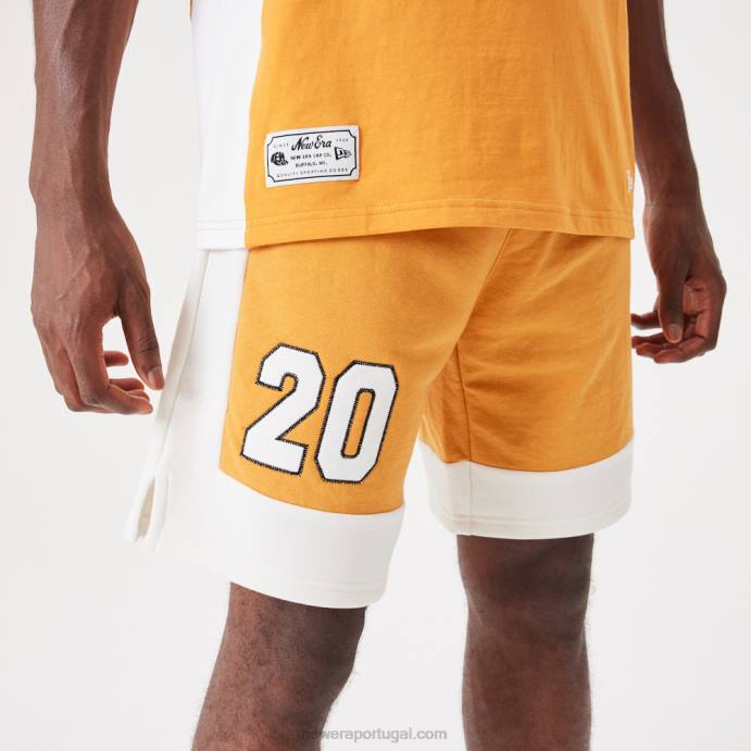 FFTN2641 New Era shorts oversized laranja médio contemporâneo