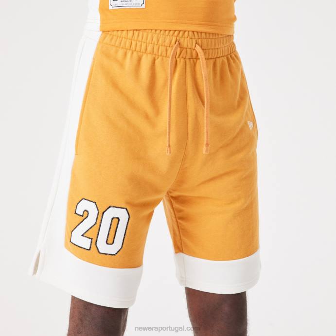 FFTN2641 New Era shorts oversized laranja médio contemporâneo