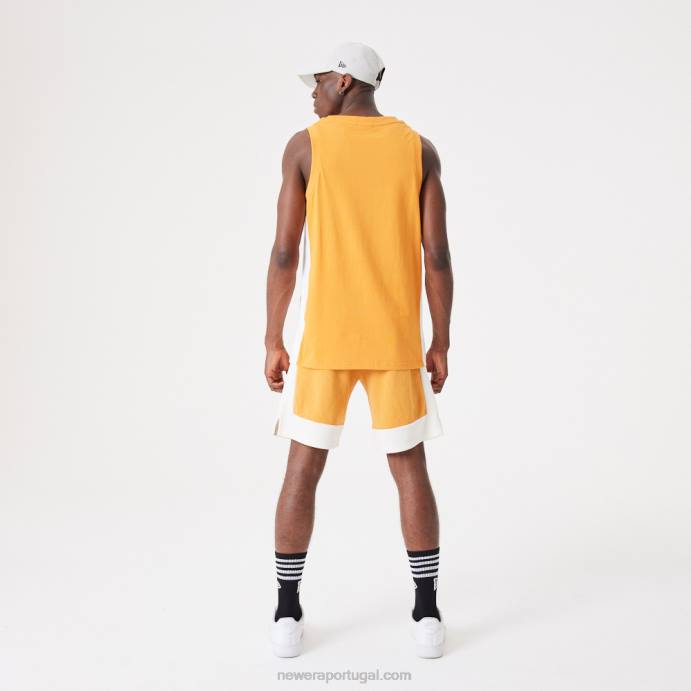 FFTN2641 New Era shorts oversized laranja médio contemporâneo