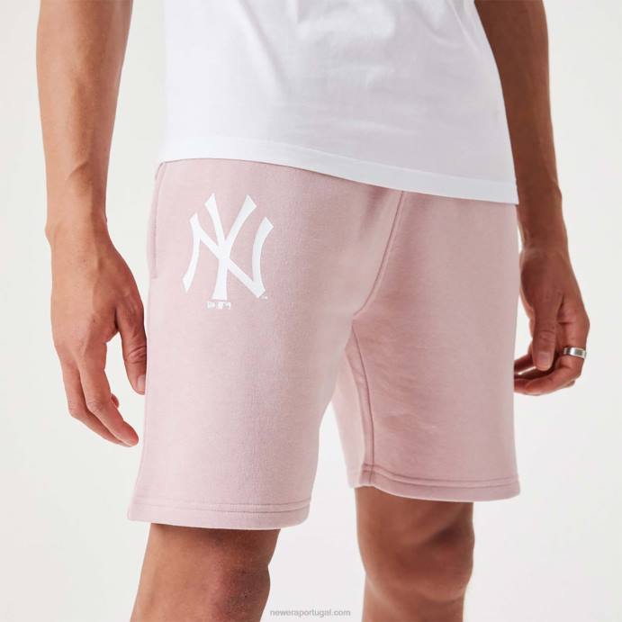 FFTN2644 New Era bermuda rosa pastel new york yankees mlb league essencial